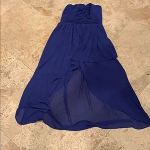 Strapless high/low blue dress!
